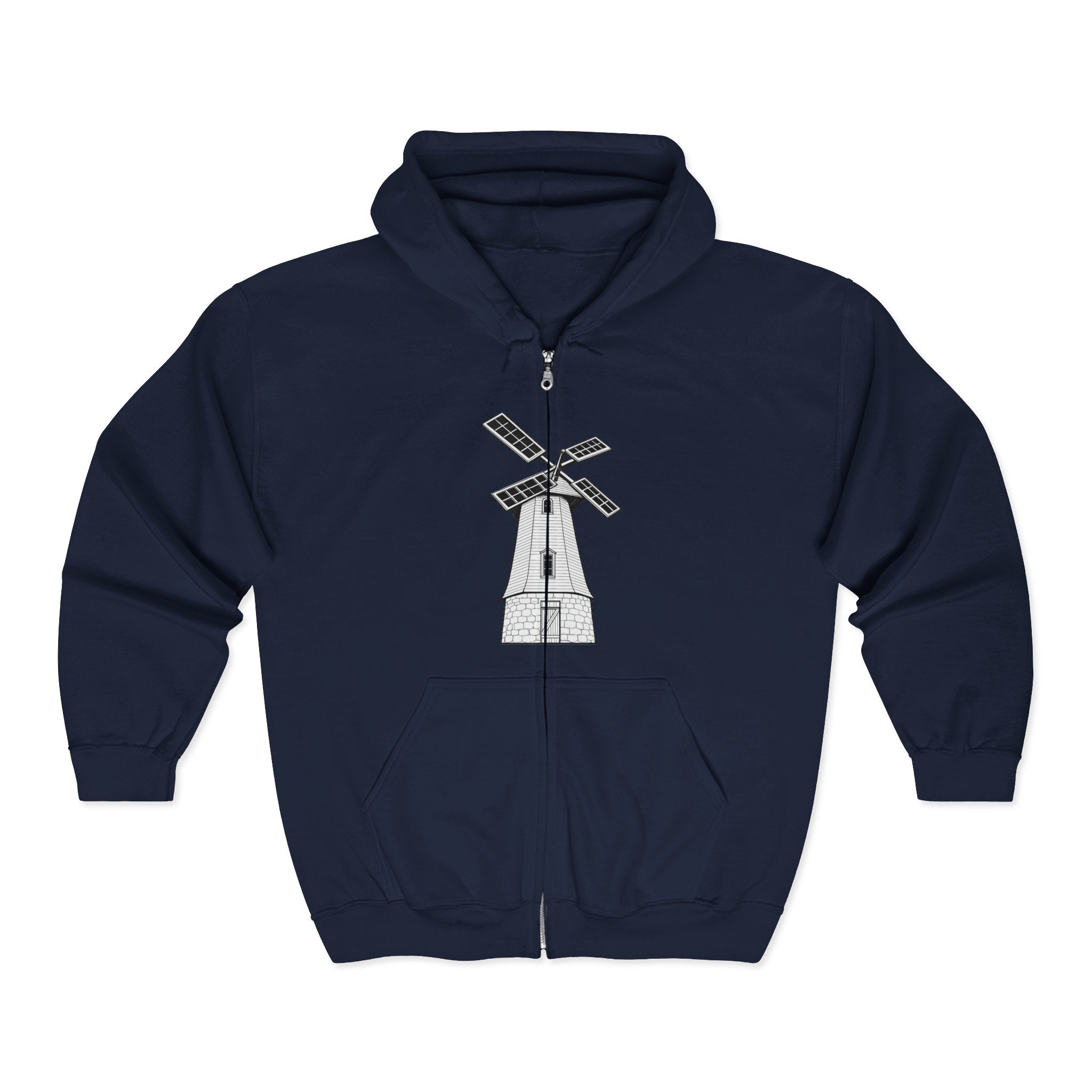 Knollcrest Windmill Zip Hoodie | Vintage Windmill Graphic, Back Arch Text