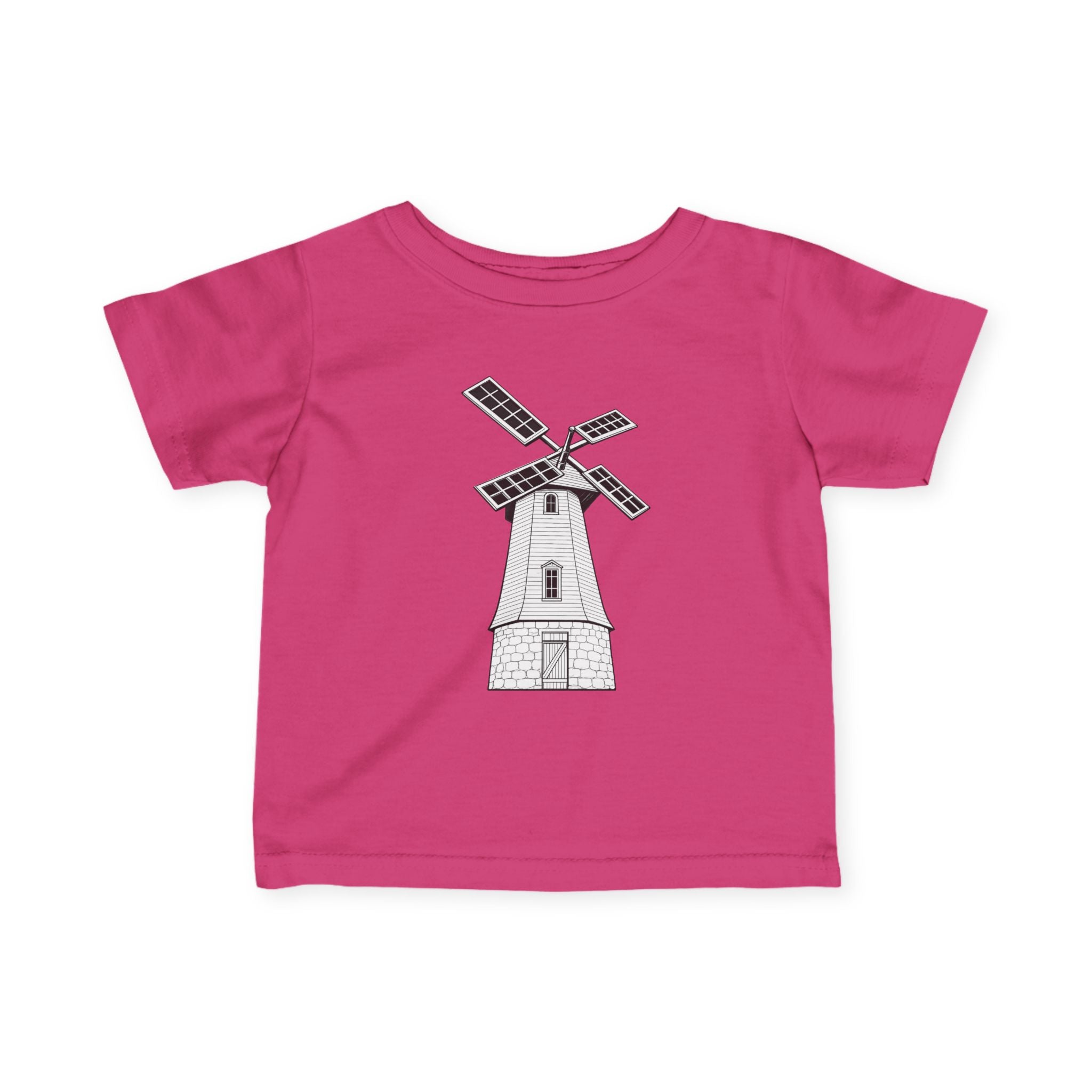 Infant Tee with Vintage Windmill Illustration — Cute Nursery Baby Shirt