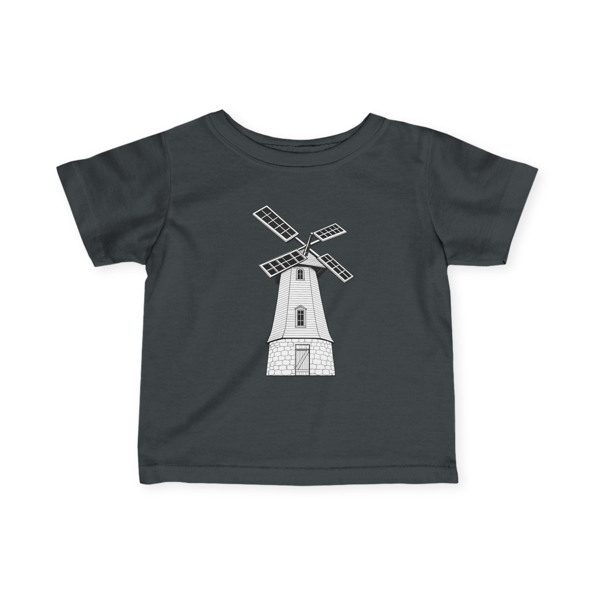 Infant Tee with Vintage Windmill Illustration — Cute Nursery Baby Shirt