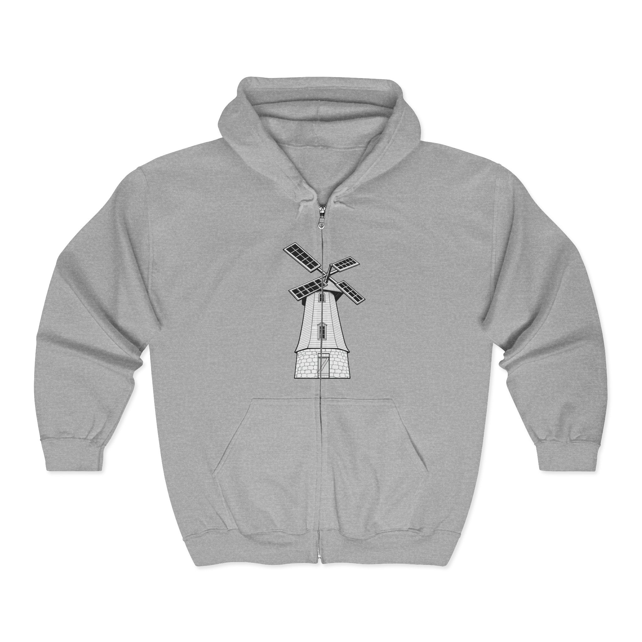 Knollcrest Windmill Zip Hoodie | Vintage Windmill Graphic, Back Arch Text