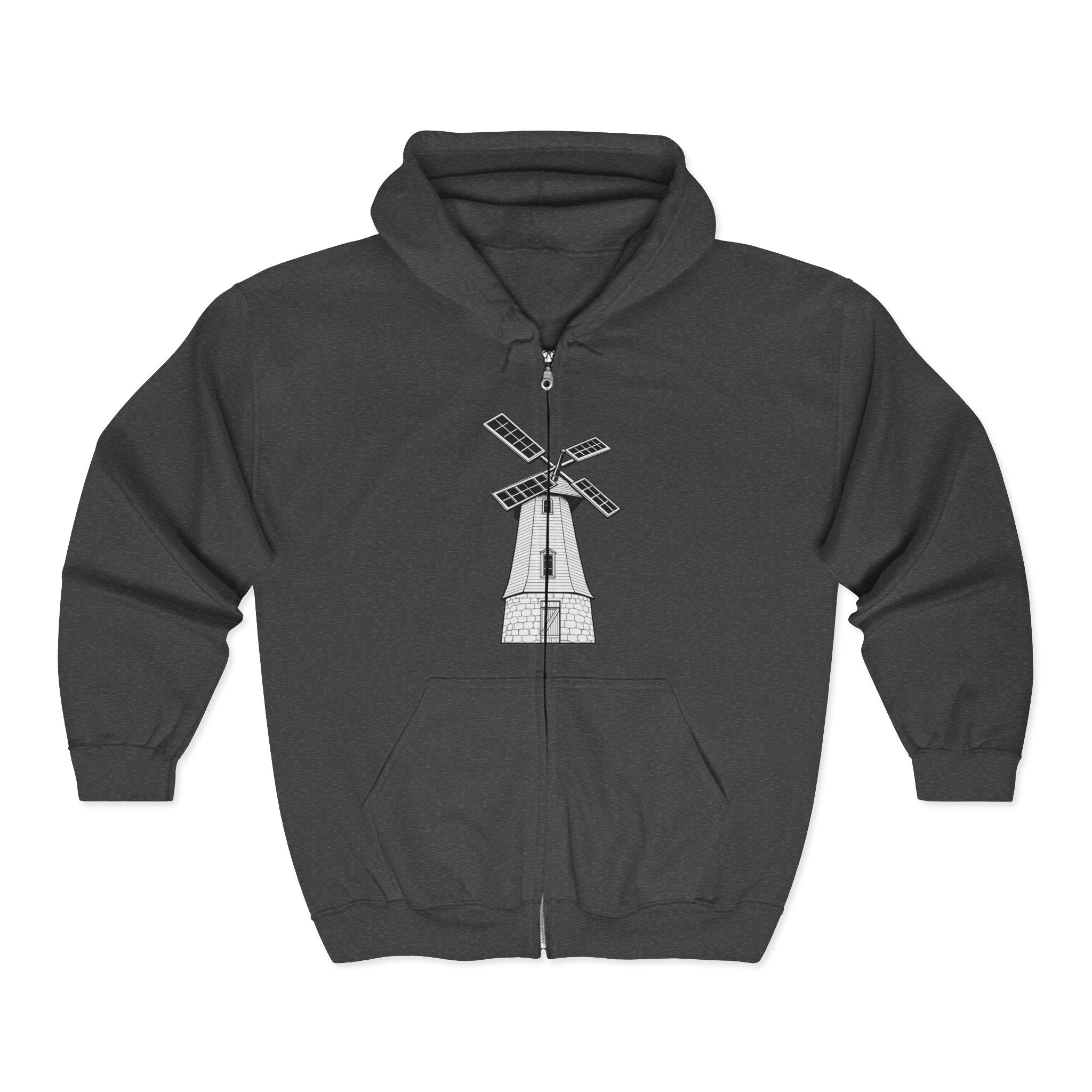Knollcrest Windmill Zip Hoodie | Vintage Windmill Graphic, Back Arch Text