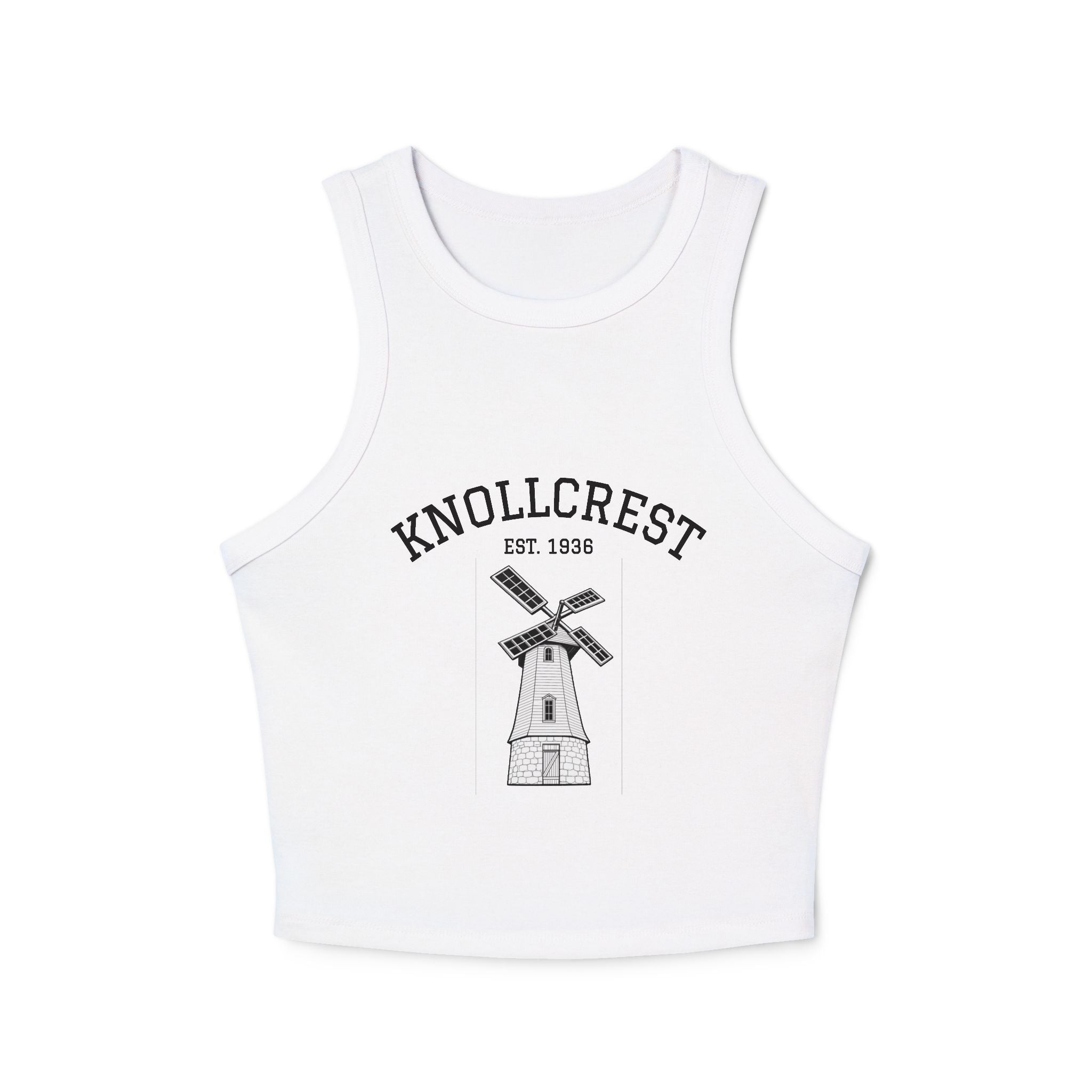 Knollcrest Windmill Racer Tank Top — Vintage Est. 1938 Graphic Crop