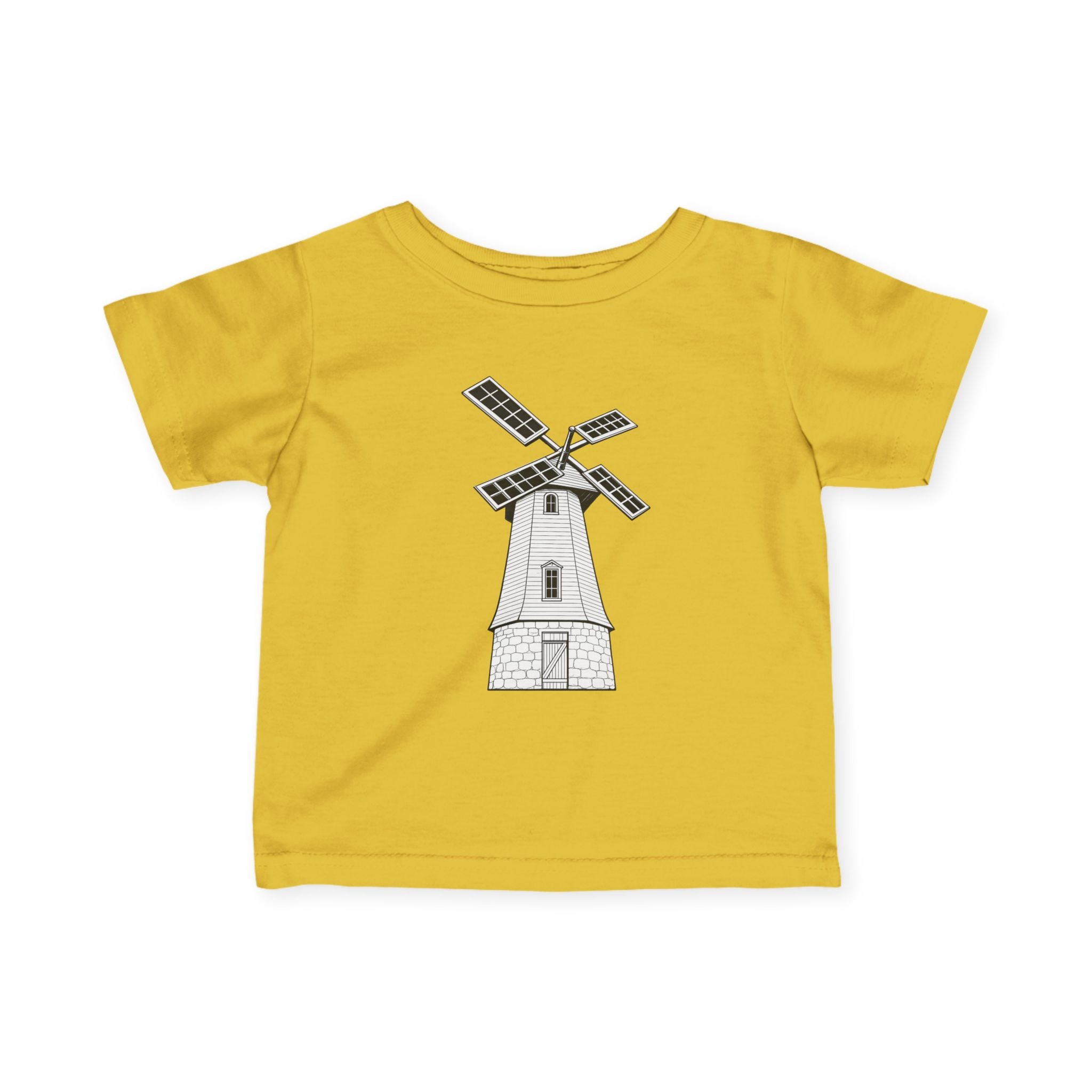 Infant Tee with Vintage Windmill Illustration — Cute Nursery Baby Shirt