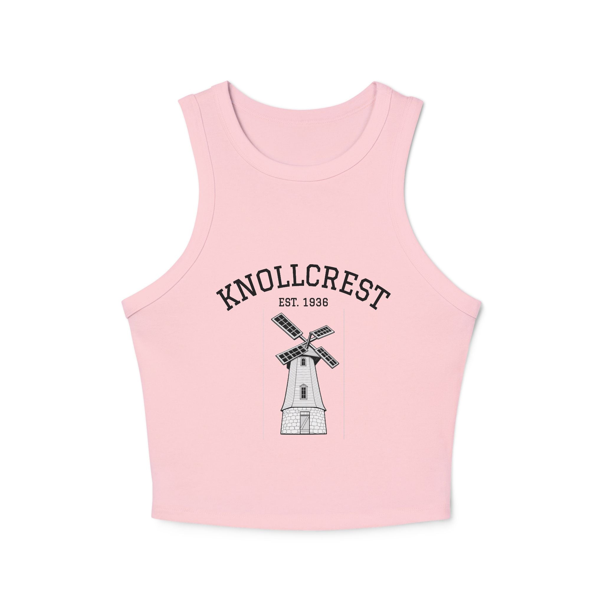 Knollcrest Windmill Racer Tank Top — Vintage Est. 1938 Graphic Crop