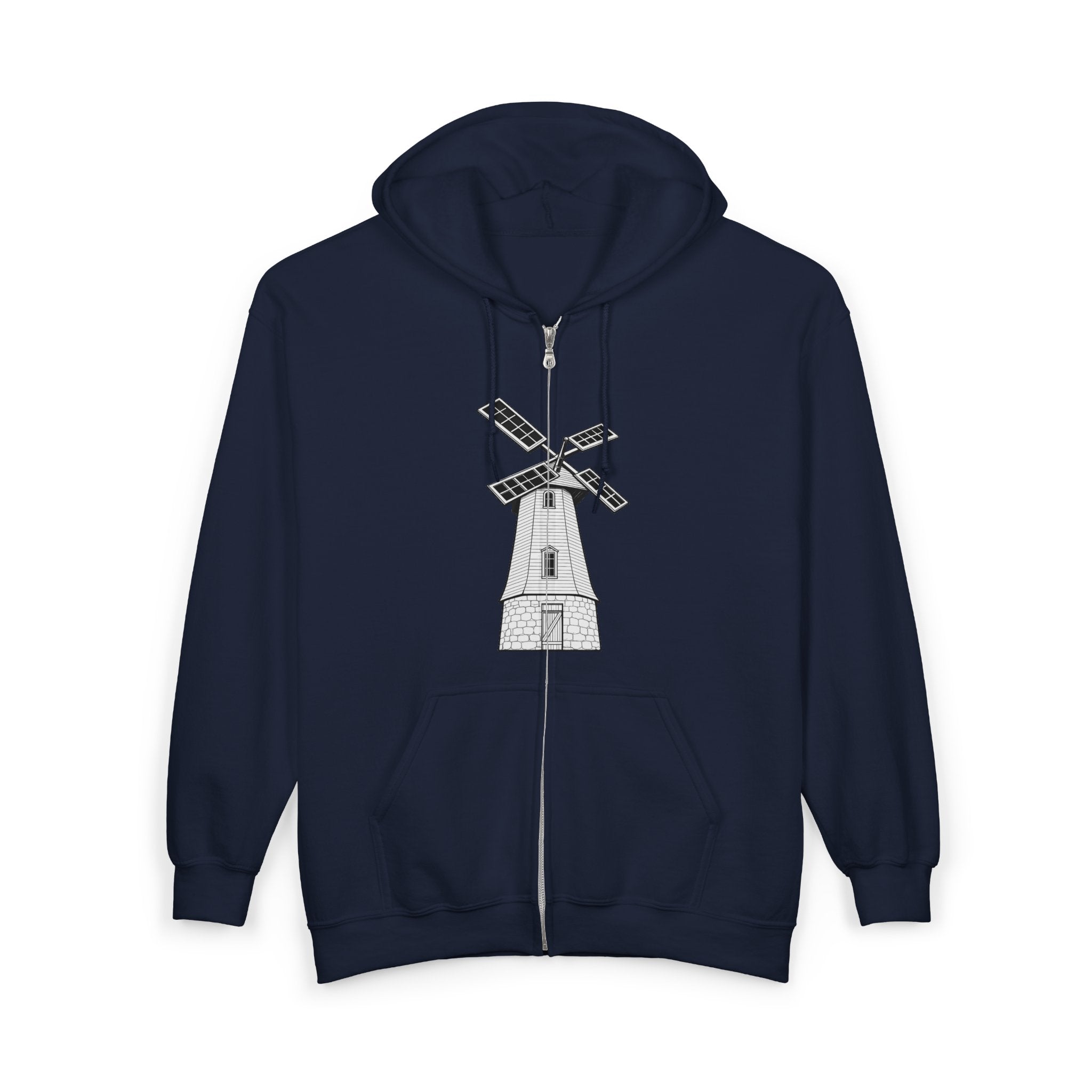Knollcrest Windmill Zip Hoodie | Vintage Windmill Graphic, Back Arch Text
