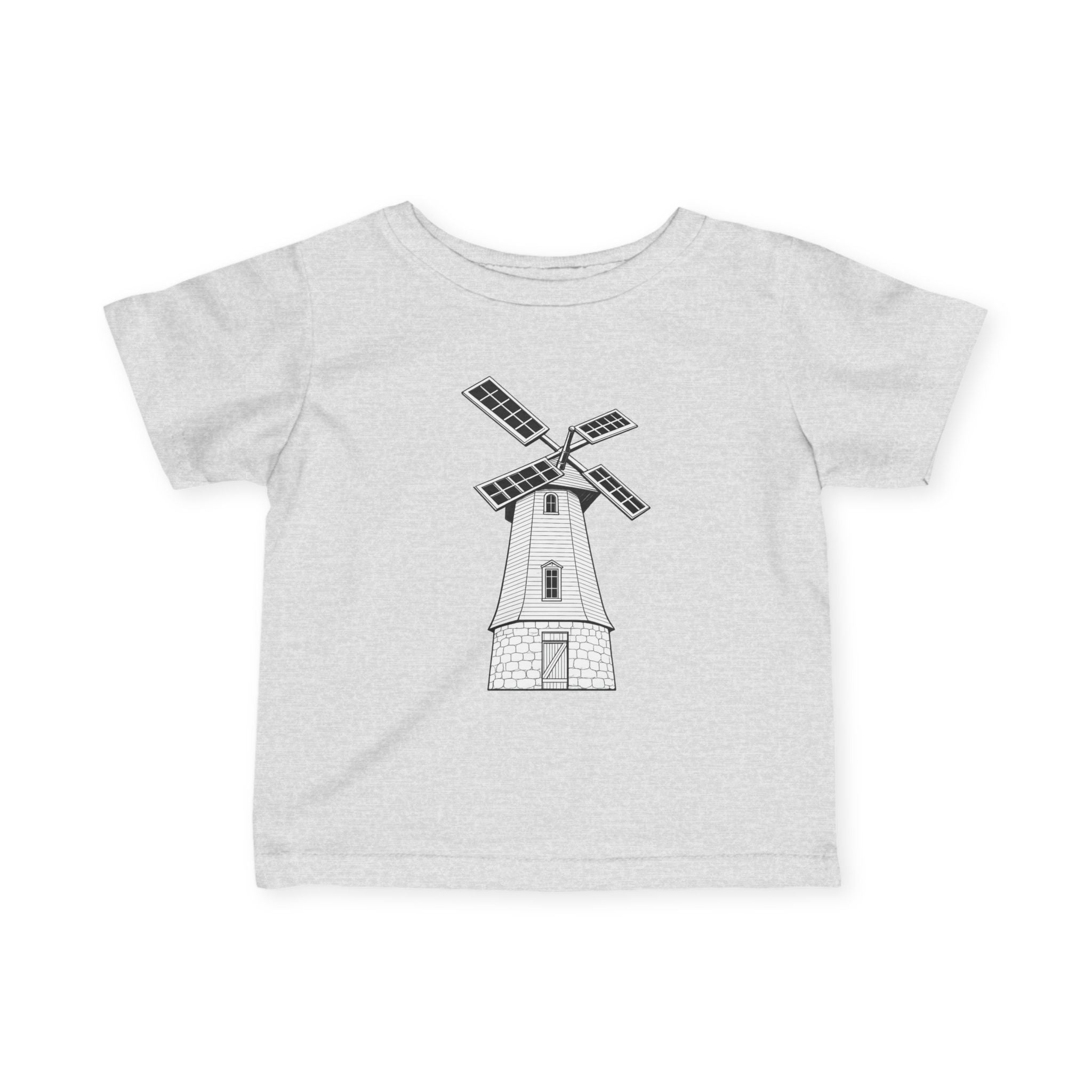 Infant Tee with Vintage Windmill Illustration — Cute Nursery Baby Shirt