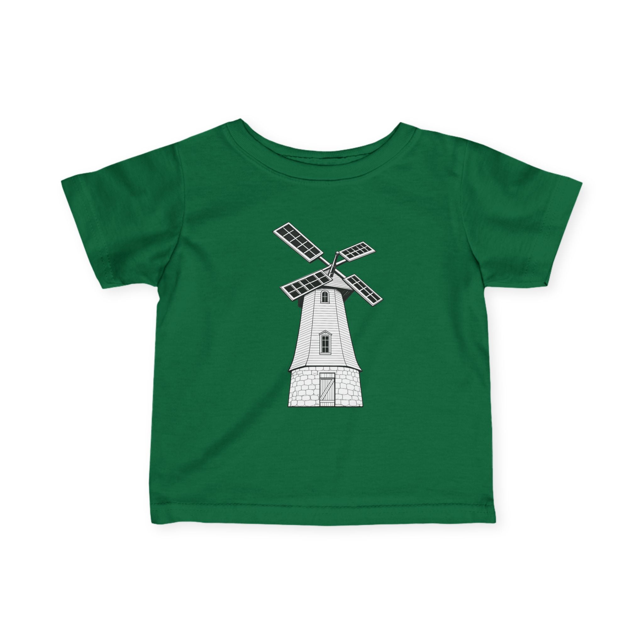 Infant Tee with Vintage Windmill Illustration — Cute Nursery Baby Shirt
