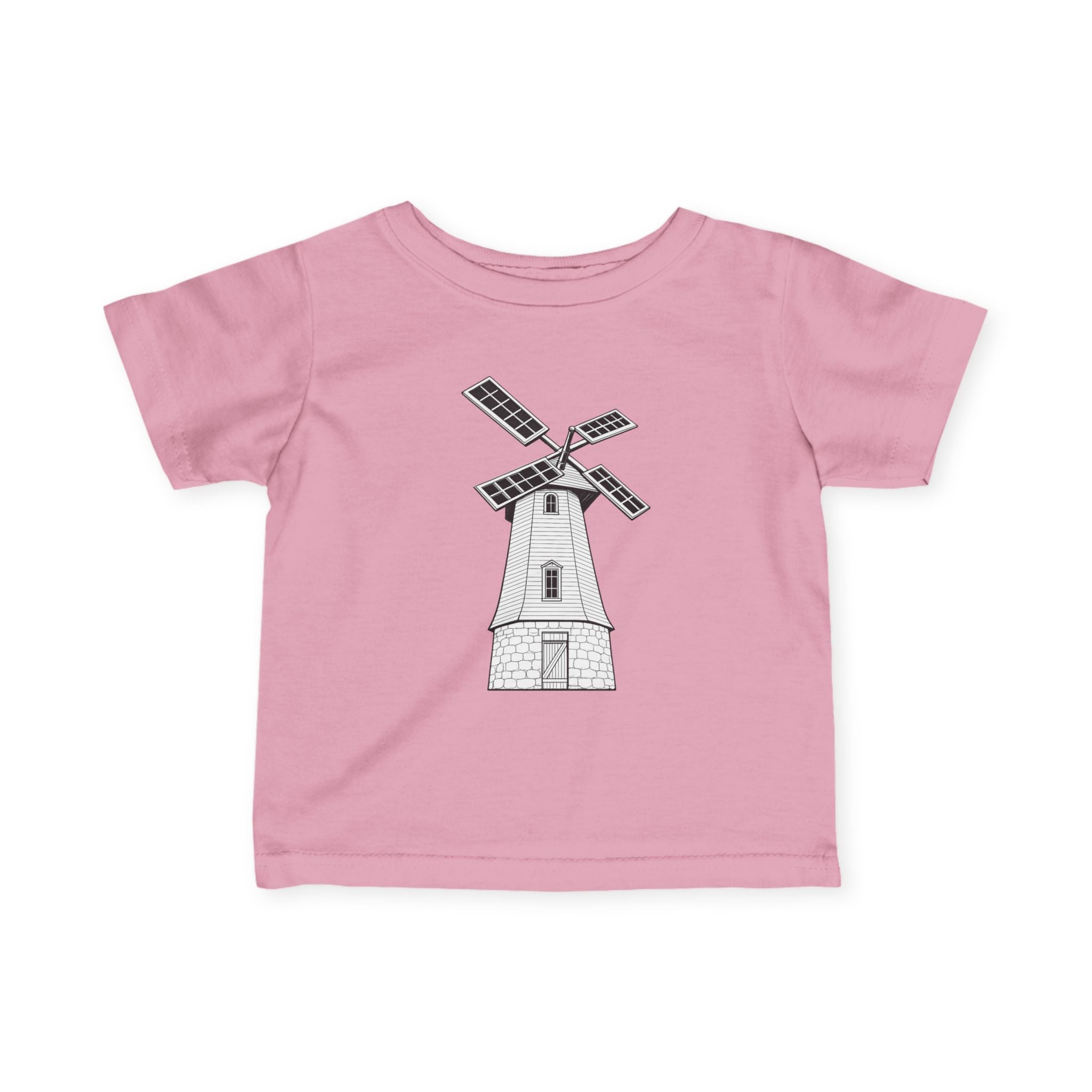 Infant Tee with Vintage Windmill Illustration — Cute Nursery Baby Shirt