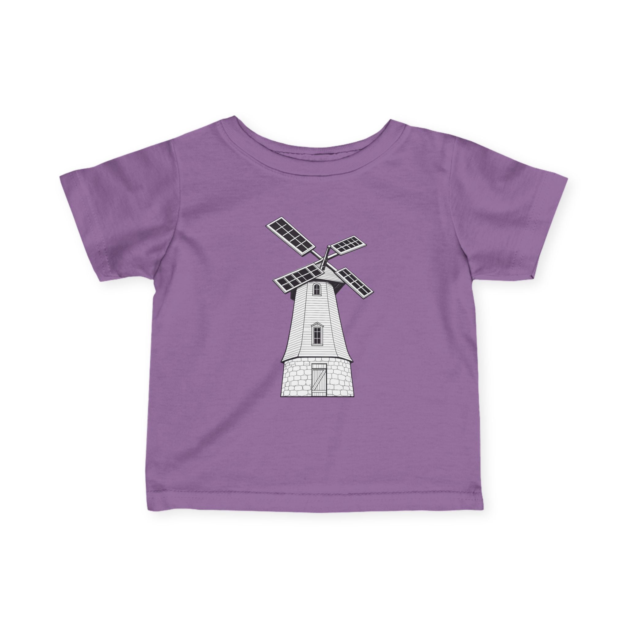 Infant Tee with Vintage Windmill Illustration — Cute Nursery Baby Shirt