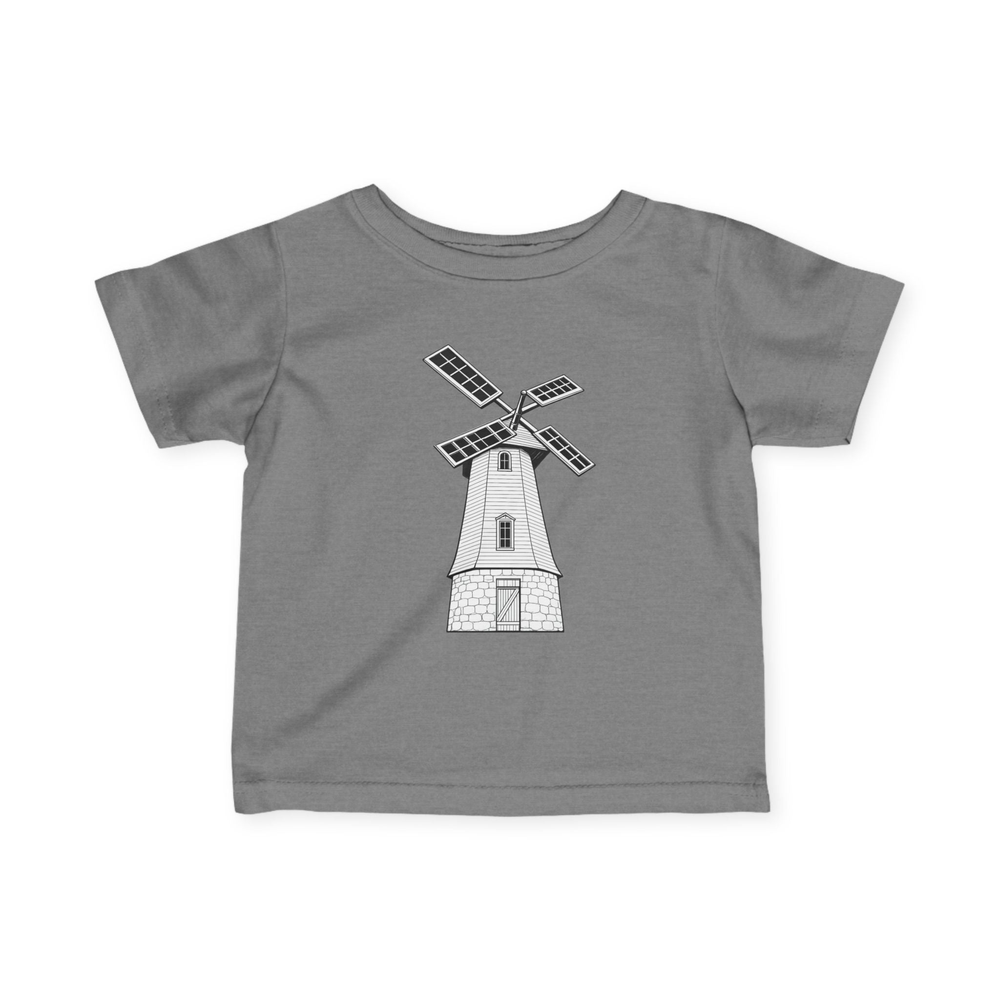 Infant Tee with Vintage Windmill Illustration — Cute Nursery Baby Shirt
