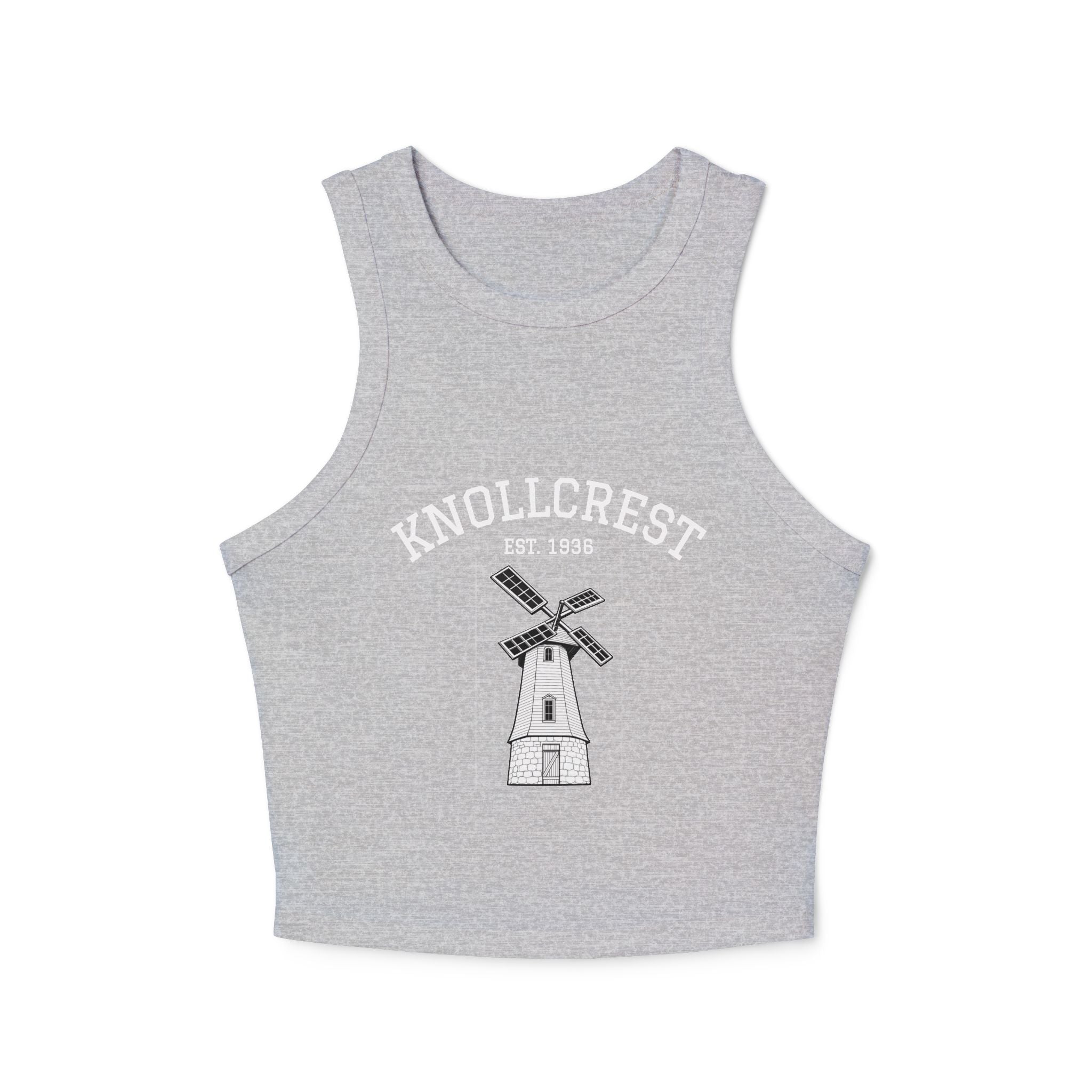 Knollcrest Windmill Racer Tank Top — Vintage Est. 1938 Graphic Crop