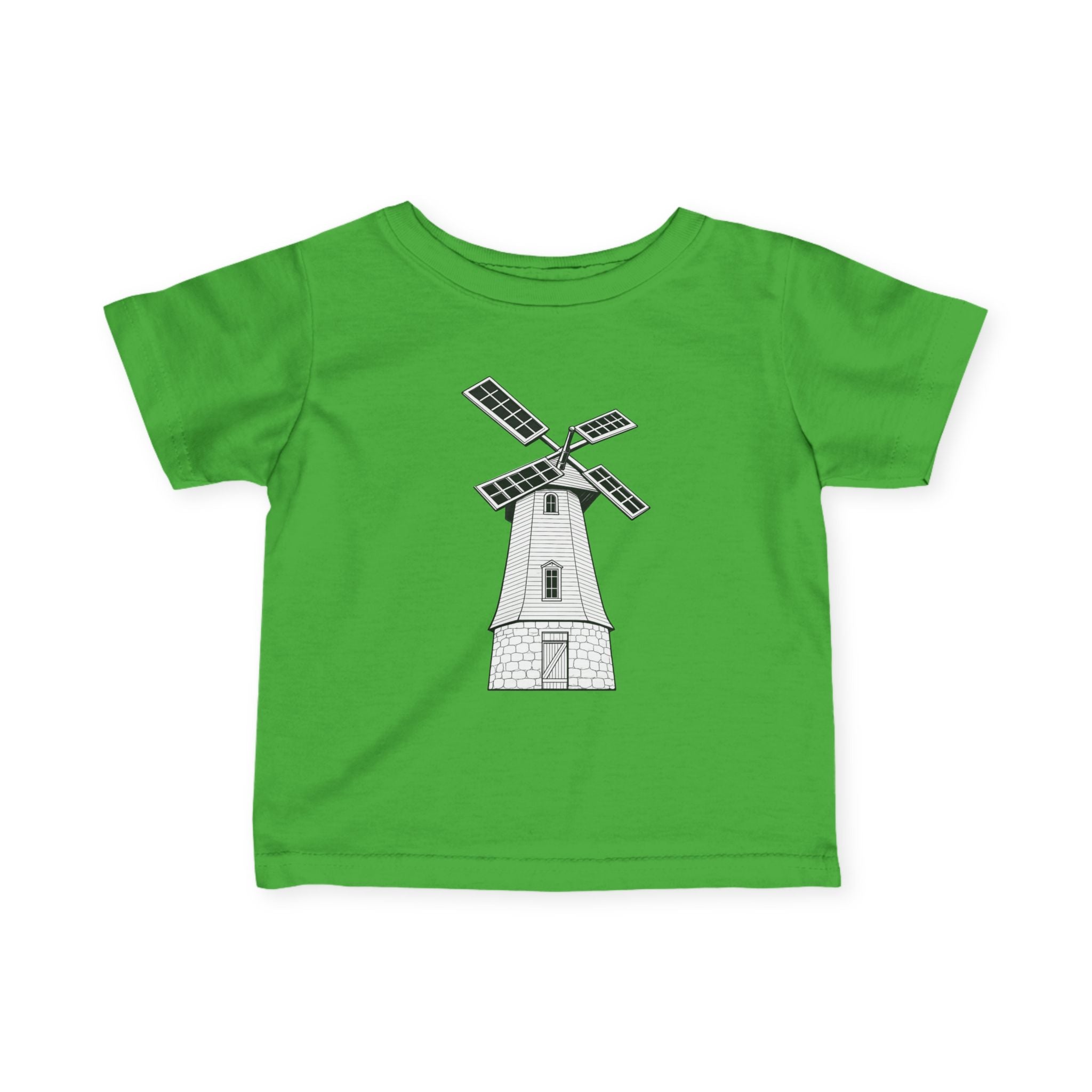 Infant Tee with Vintage Windmill Illustration — Cute Nursery Baby Shirt