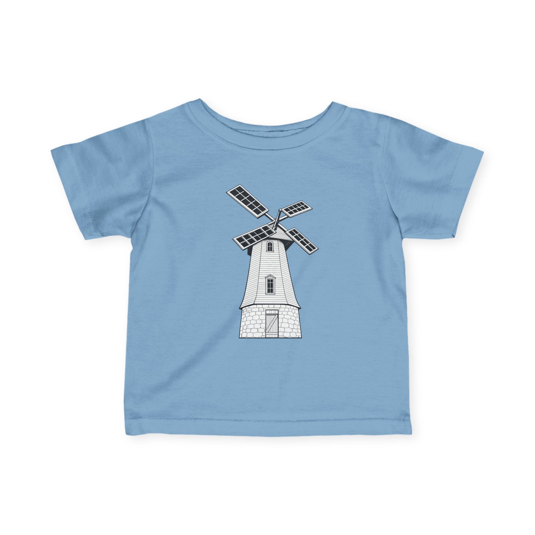 Infant Tee with Vintage Windmill Illustration — Cute Nursery Baby Shirt