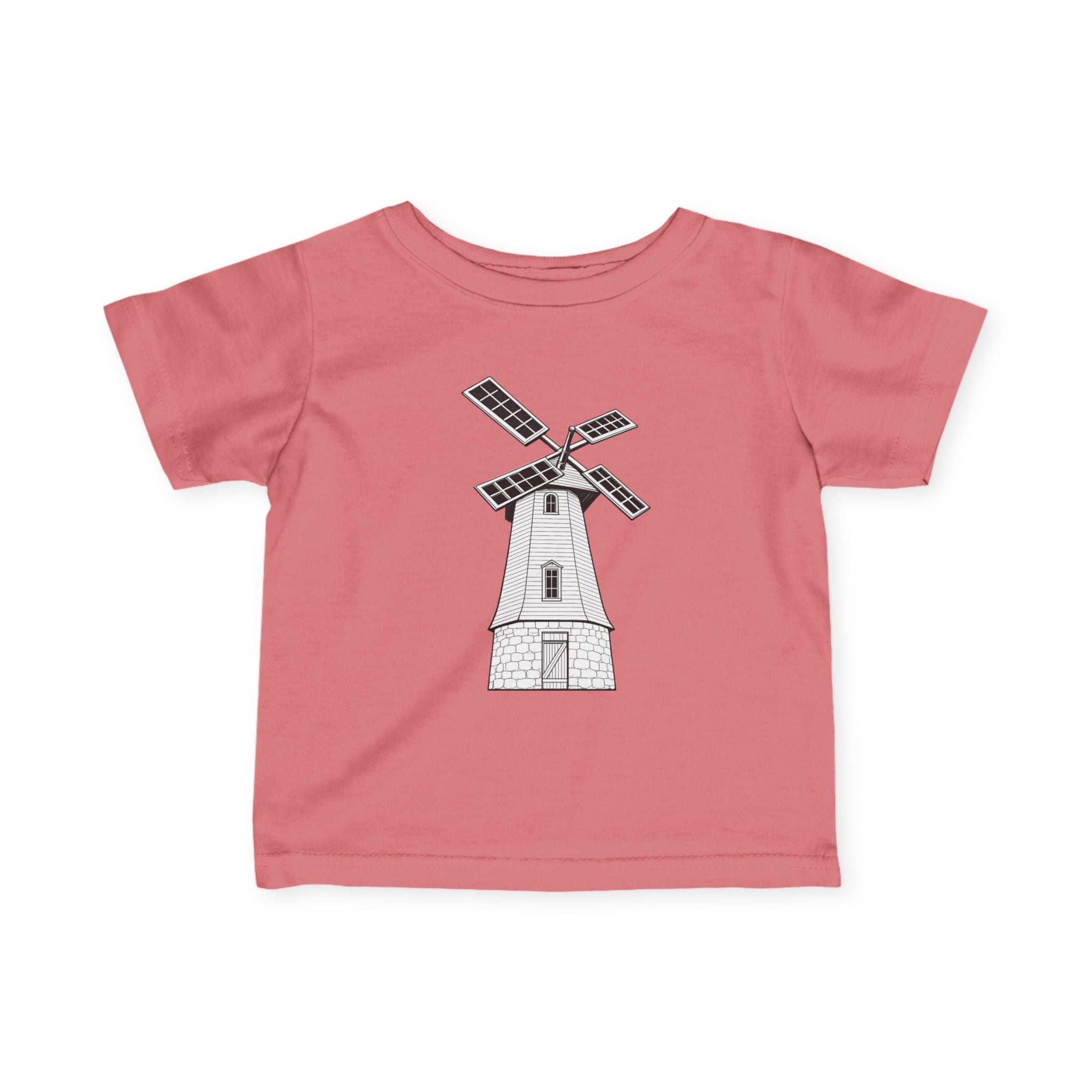 Infant Tee with Vintage Windmill Illustration — Cute Nursery Baby Shirt