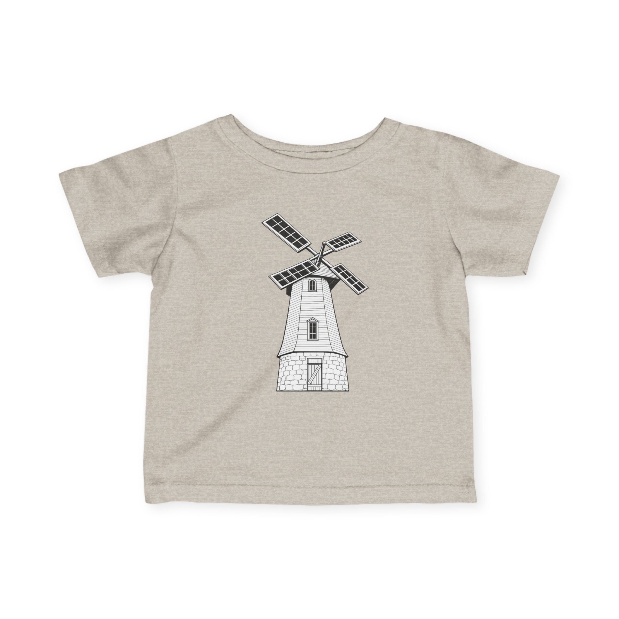 Infant Tee with Vintage Windmill Illustration — Cute Nursery Baby Shirt
