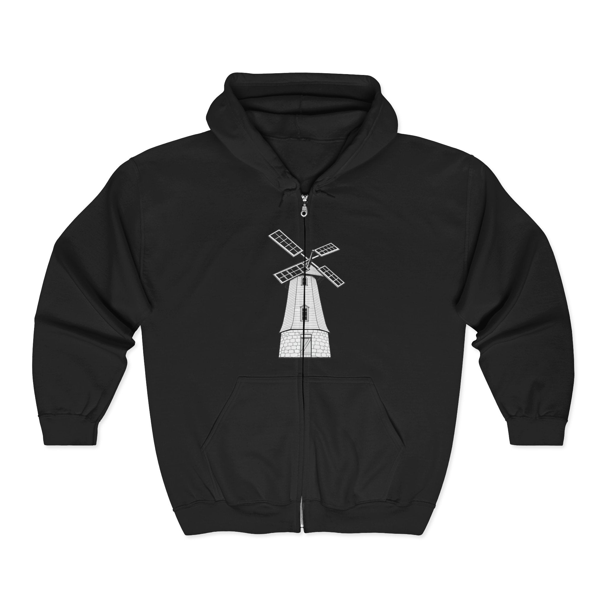 Knollcrest Windmill Zip Hoodie | Vintage Windmill Graphic, Back Arch Text