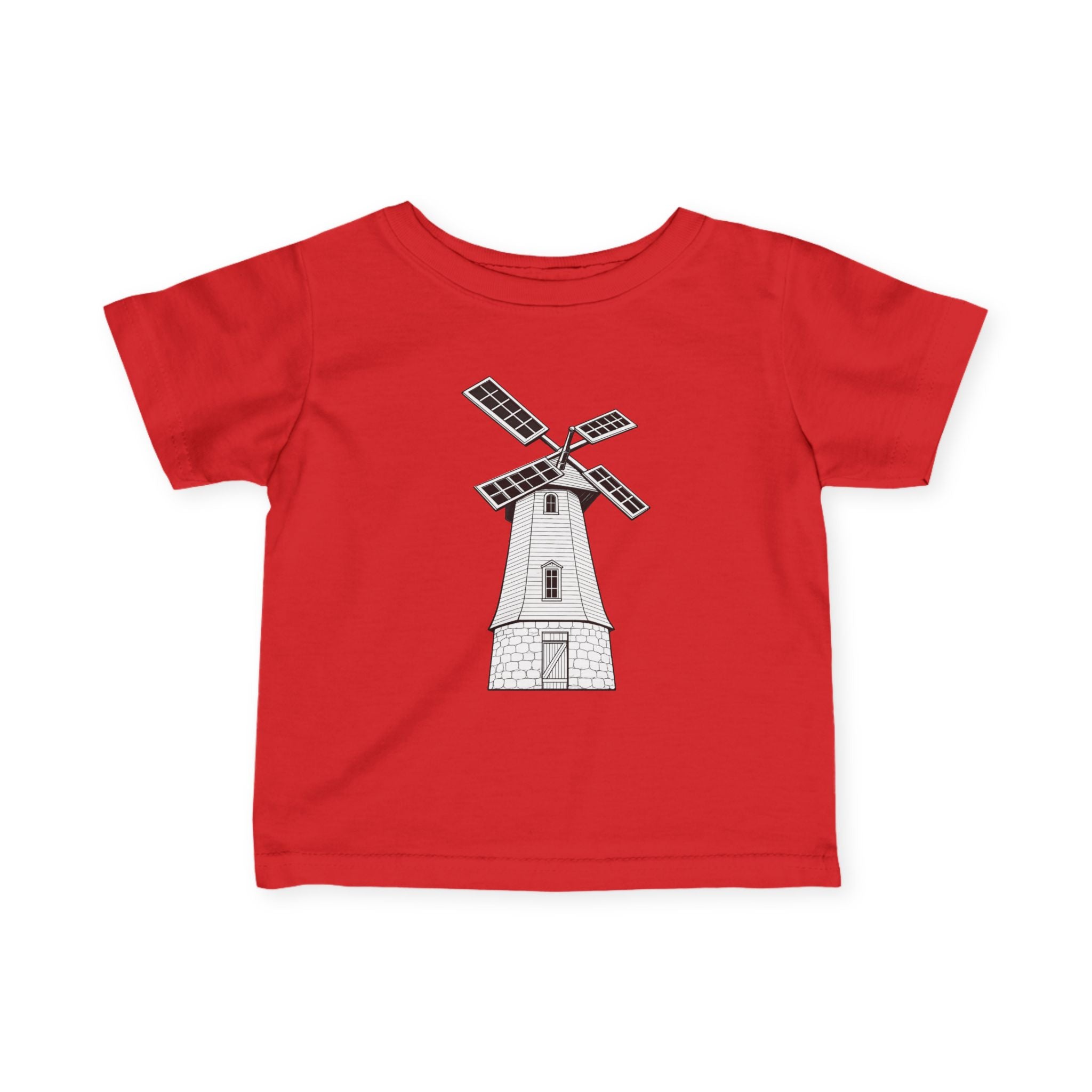 Infant Tee with Vintage Windmill Illustration — Cute Nursery Baby Shirt
