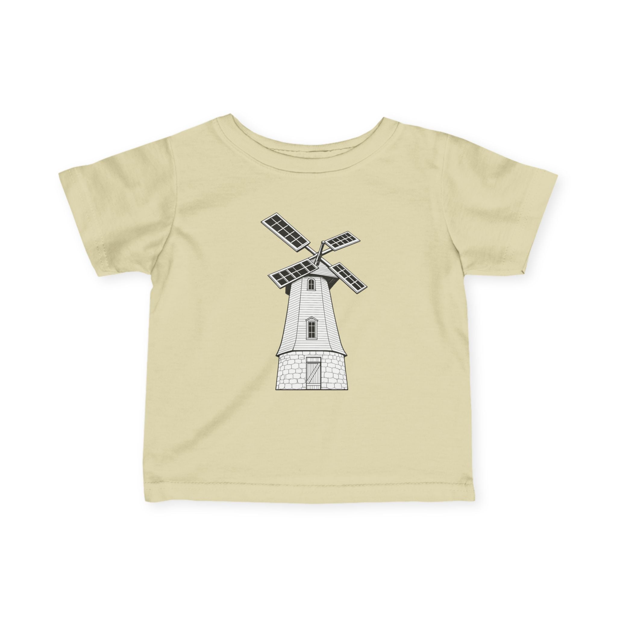 Infant Tee with Vintage Windmill Illustration — Cute Nursery Baby Shirt
