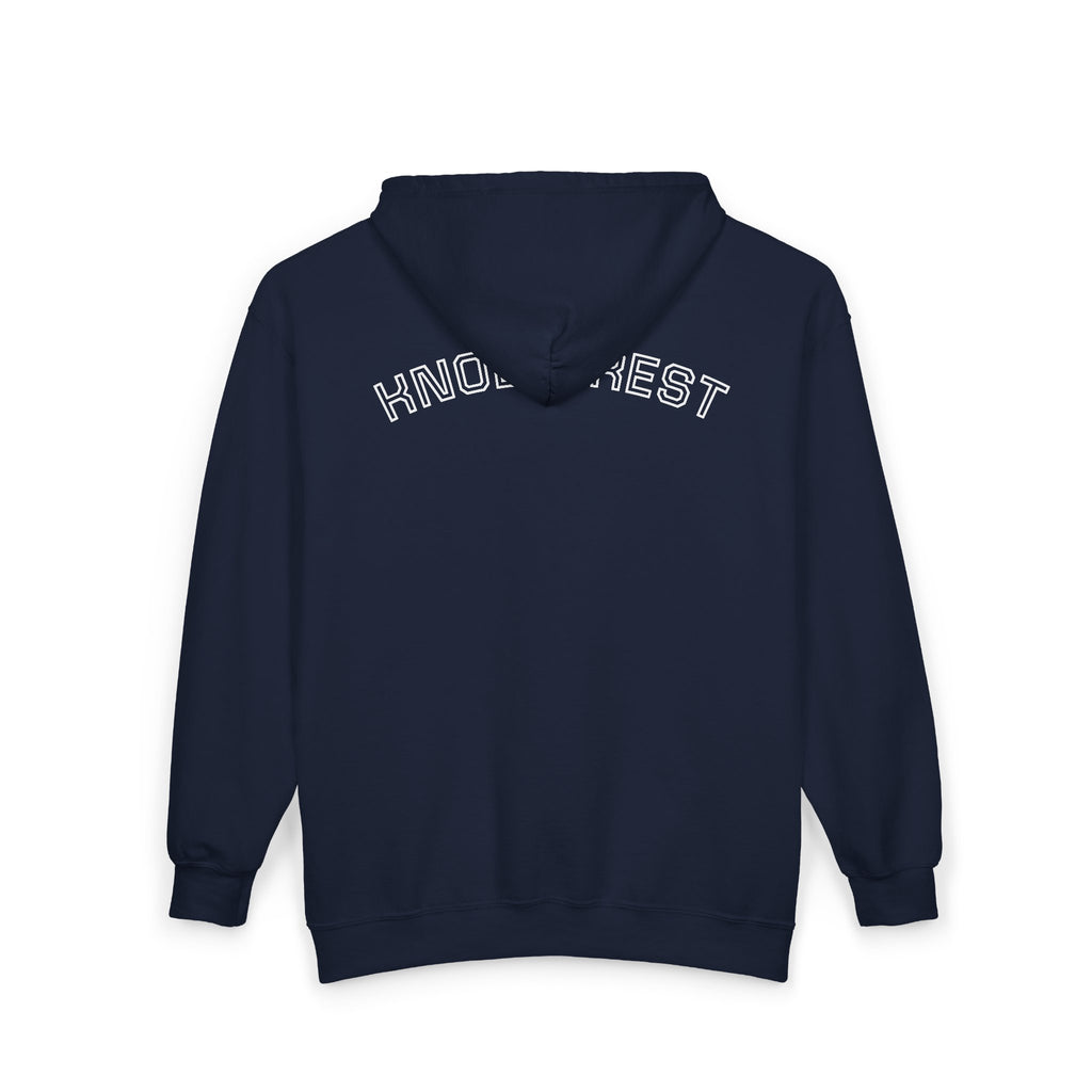 Knollcrest Windmill Zip Hoodie | Vintage Windmill Graphic, Back Arch Text